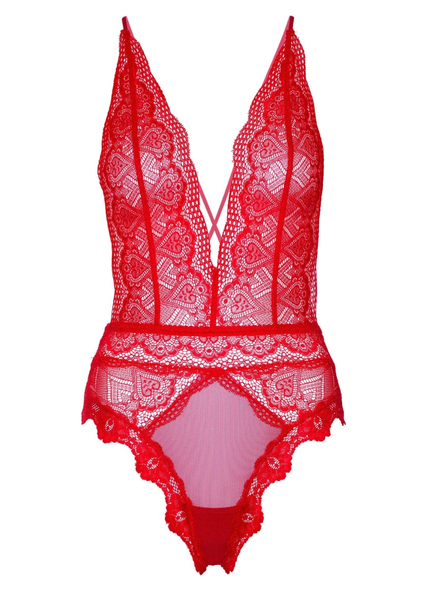 Deep - V Lace Teddy - Hot Plaza