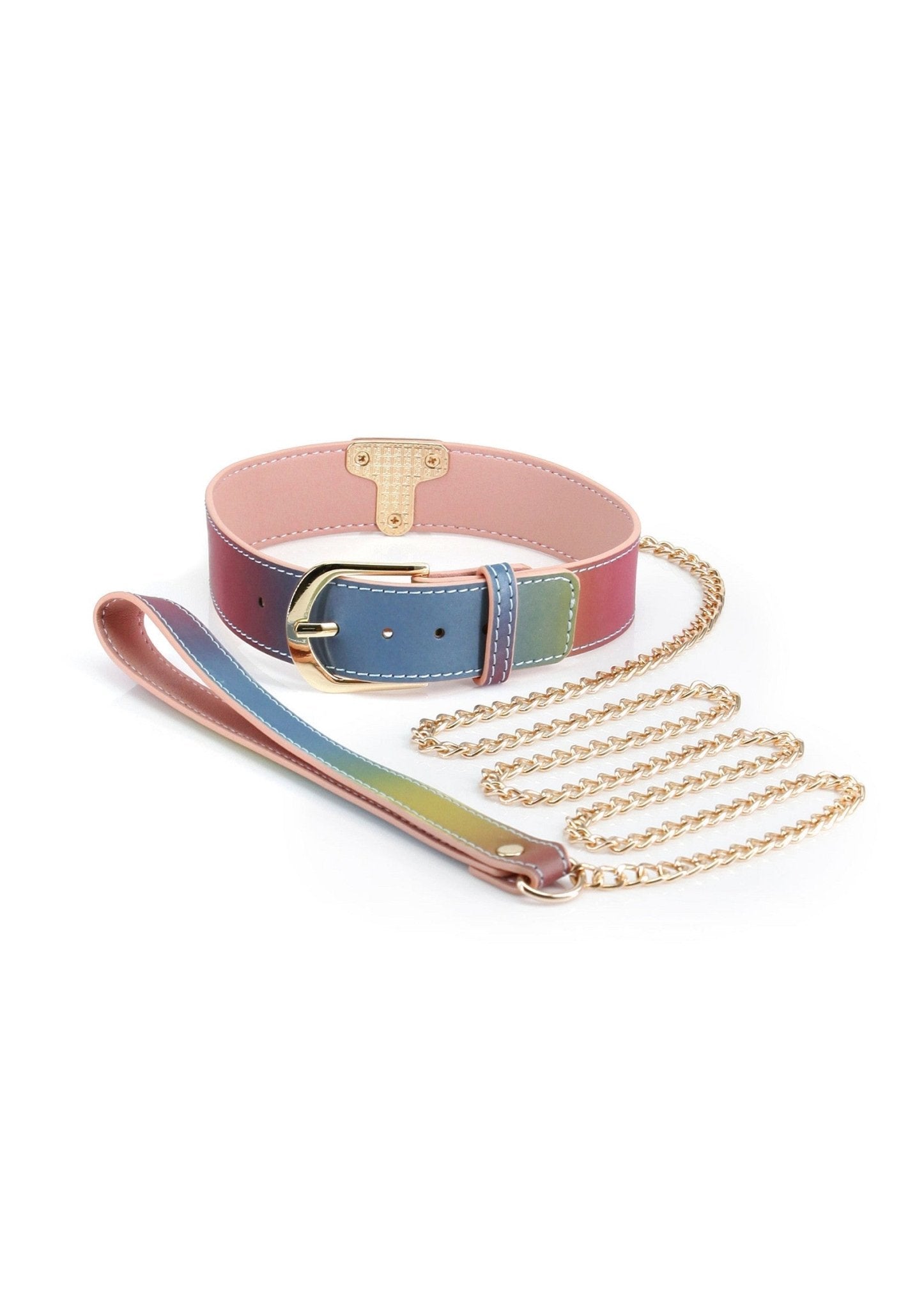 Spectra Bondage Halsband en Riem Regenboog - Hot Plaza