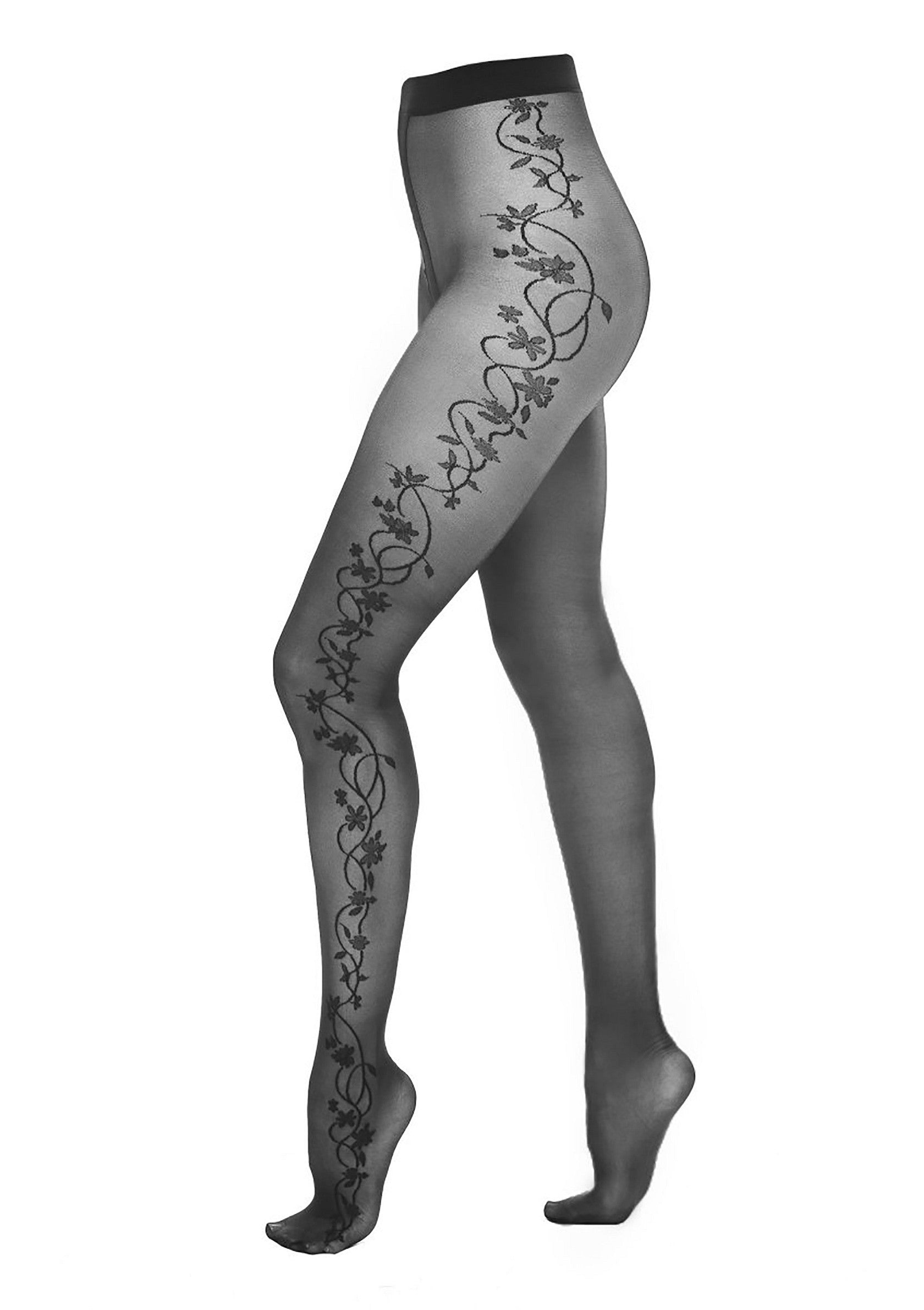 Panty met bloemenpatroon 20 denier T007