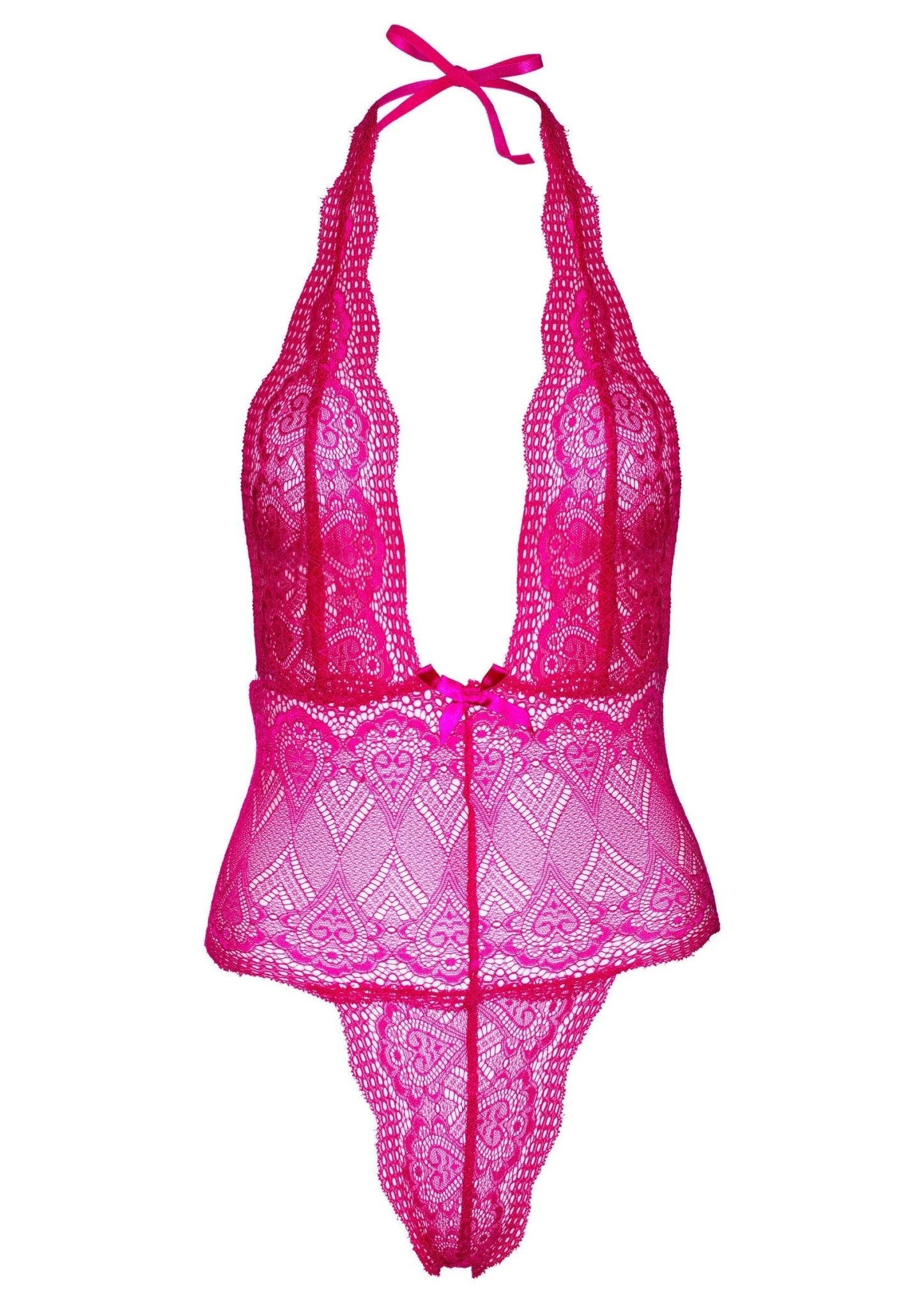 Heart Lace Teddy Body - Roze Kant - Hot Plaza