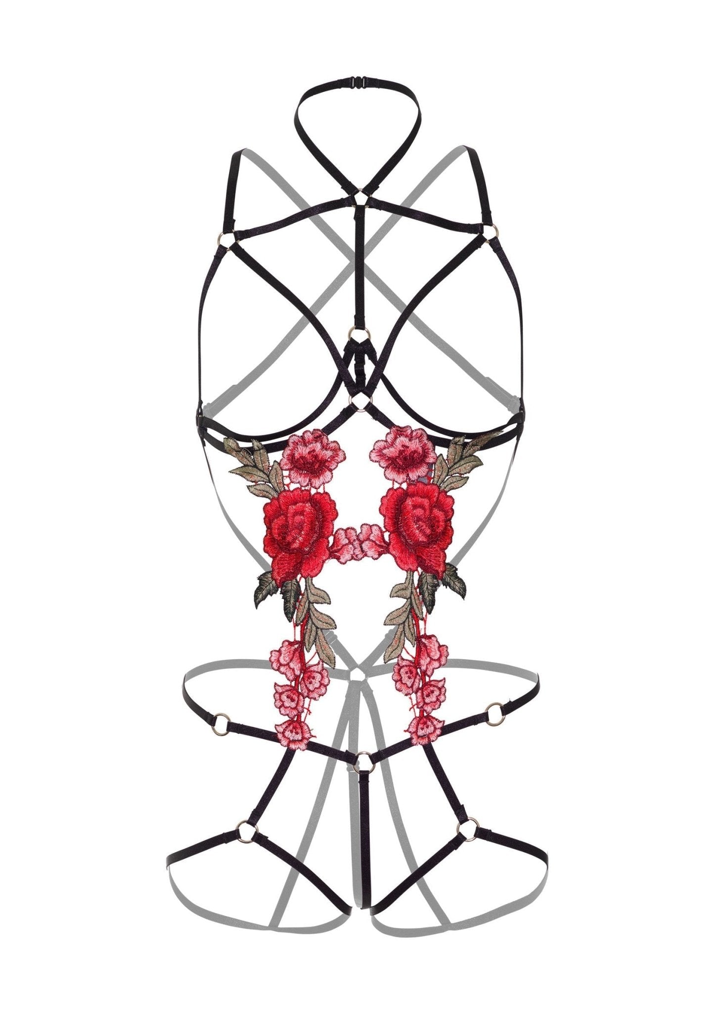 Roses Strappy Teddy w. Pasties - Hot Plaza