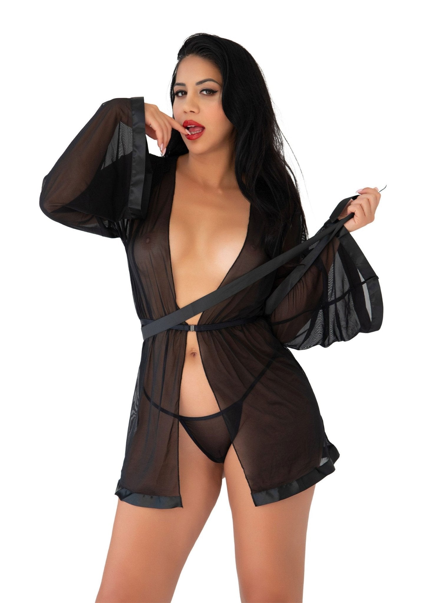 Sheer Kimono and String - Hot Plaza